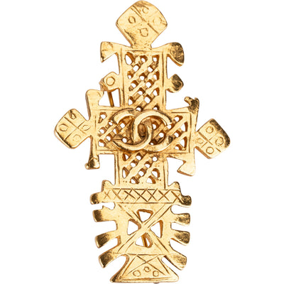 Chanel Golden CC Vintage Cross Brooch
