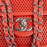 Chanel Perforated Leather Palladium Single Flap Shoulder Bag