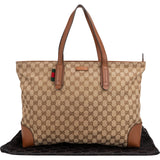 Gucci Monogram GG Canvas Web Large Tote Shoulder Bag