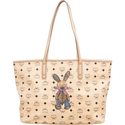 MCM Monogram Visetos Zoo Rabbit  Liz Shopper Shoulder Bag
