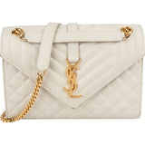 Saint Laurent Quilted Grain de Poudre Leather Small Envelope Crossbody Bag