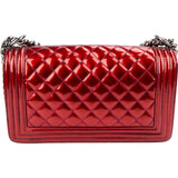 Chanel Quilted Patent Leather Medium Boy Single Flap Crossbody Bag