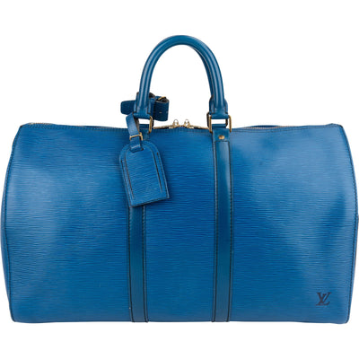 Louis Vuitton Blue Epi Leather Keepall 45 Travel Bag