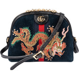 Gucci Suede Ophidia GG Embroidered Dragon Crossbody Bag