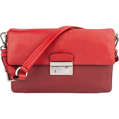 Prada Saffiano Leather Bicolor Shoulder Bag