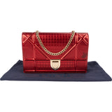 Christian Dior Metallic Perforated Patent Leather Diorama Crossbody Bag