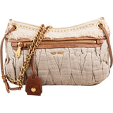 Miu Miu Linen Studded Fringe Small City Coffer Shoulder Crossbody Bag