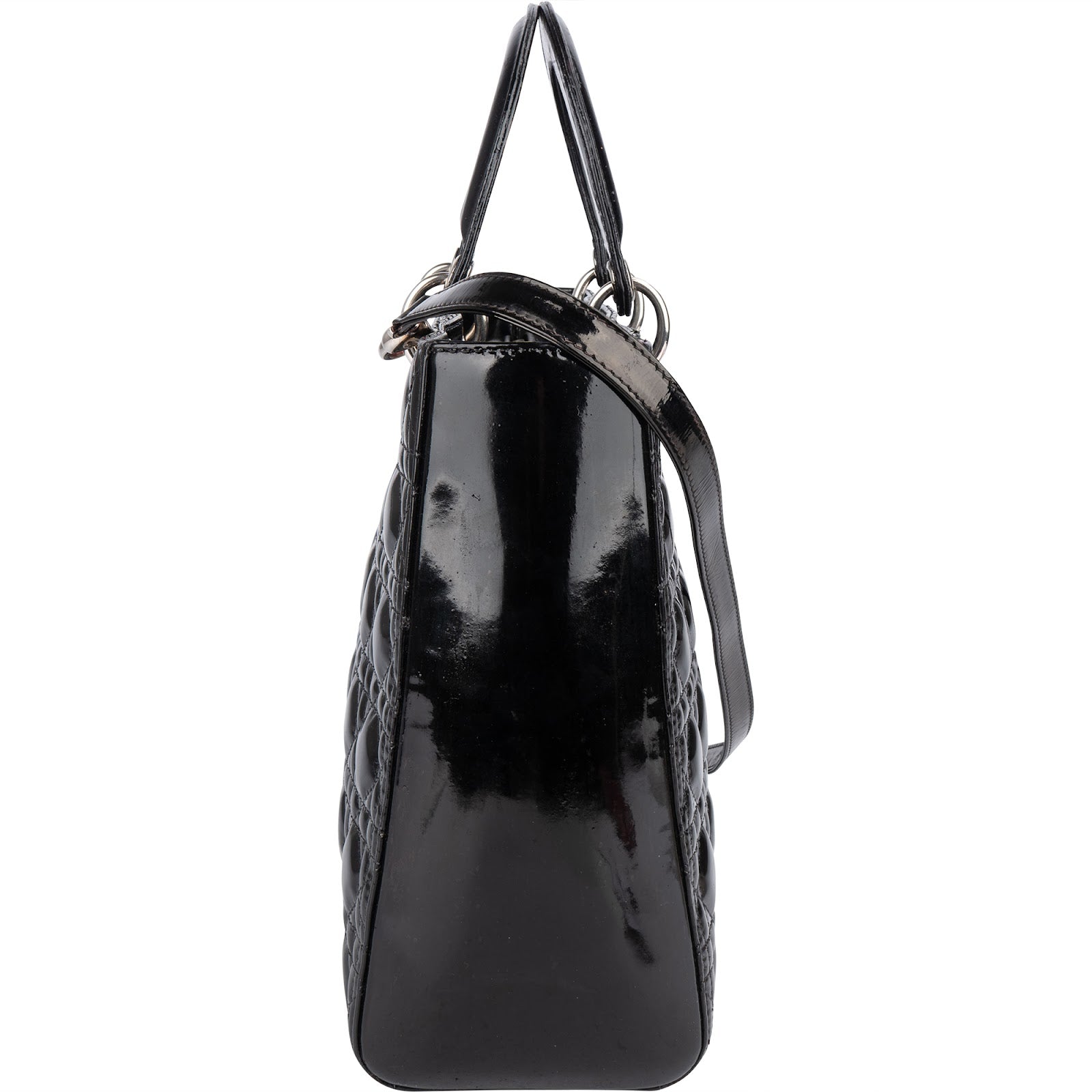 Christian Dior Quilted Patent Leather Lady Dior Handbag - vintageandkickz