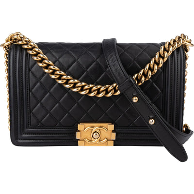 [🔄️B11 / F30] Chanel Quilted Lambskin Medium Boy Crossbody Bag - vintageandkickz