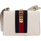Gucci White Leather Sylvie Shoulder Bag