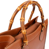 Gucci Grained Leather Bamboo Handle Handbag