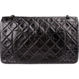 Chanel Aged Qulited Calfskin 2.55 Reissue So Black Jumbo Double Flap Crossbody Bag