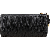 Miu Miu Black Matelassé Vitello Lux Leather Wristlet Clutch