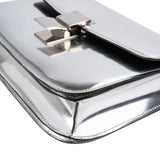 Celine Metallic Silver Patent Leather Classic Box Medium Crossbody Bag