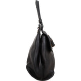 Gucci Black Pebbled Leather Bamboo Handbag