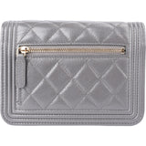 Chanel Quilted Caviar Leather Small Boy Mini Wallet On Chain Crossbody Bag