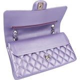 Chanel Quilted Metallic Lambskin Medium Double Flap Crossbody Bag