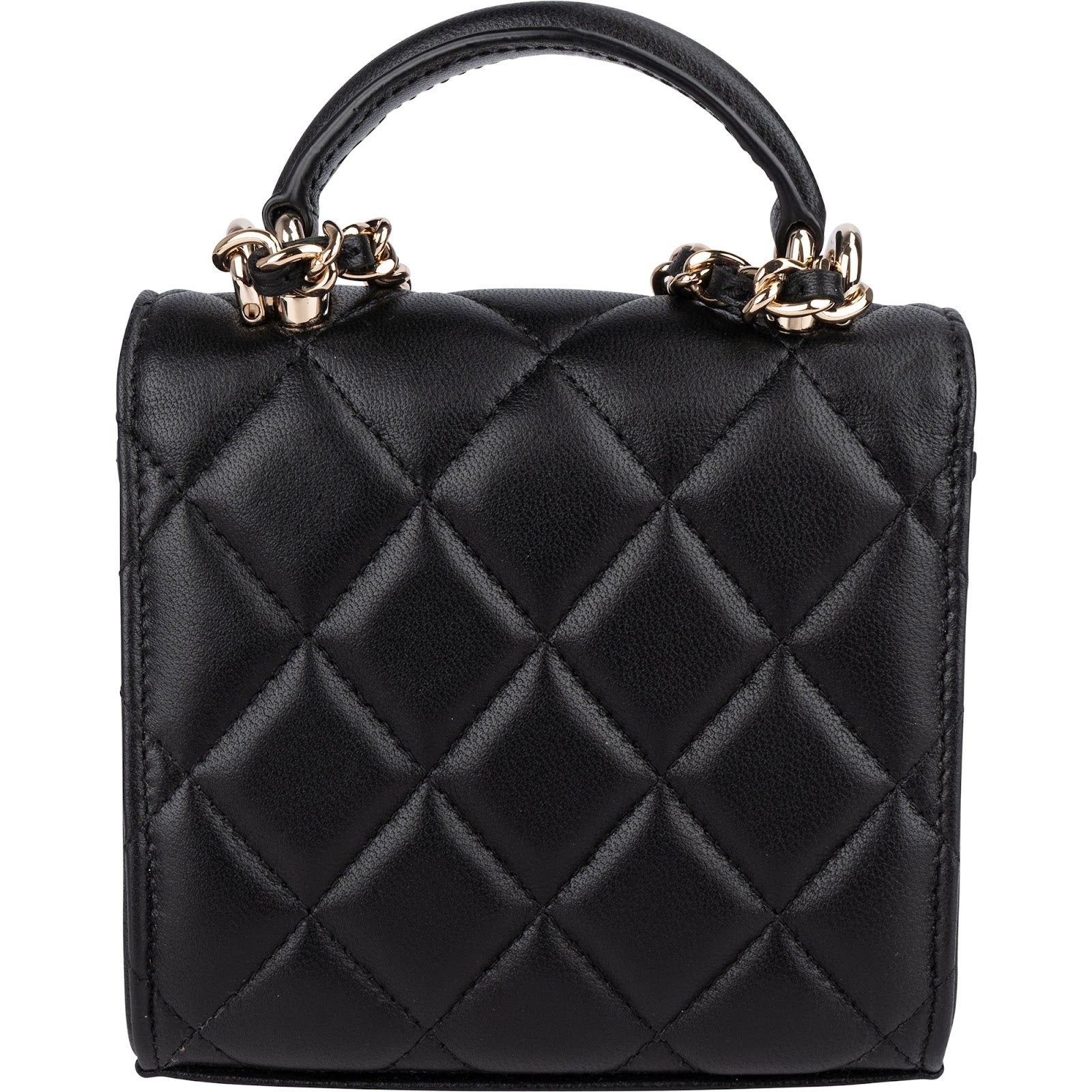 Chanel Quilted Lambskin Mini Single Flap with Top Handle Crossbody Bag - vintageandkickz