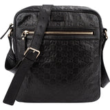 Gucci Black Guccissima Leather GG Messenger Crossbody Bag
