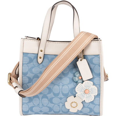 Coach Monogram Signature Chambray DenimT 22 Floral Crossbody Bag