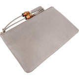 Gucci Grey Leather Bamboo Tassel Clutch