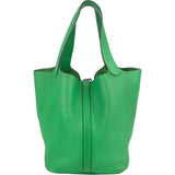 Hermès Green Taurillon Clemence Picotin Lock 22 (MM) Handbag