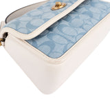 Coach Monogram Signature Quilted Cotton Chambray Turnlock 20 Crossbody Handbag