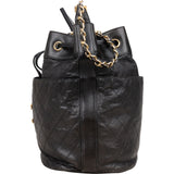 Chanel Quilted Lambskin CC Drawstring Bucket Crossbody Bag