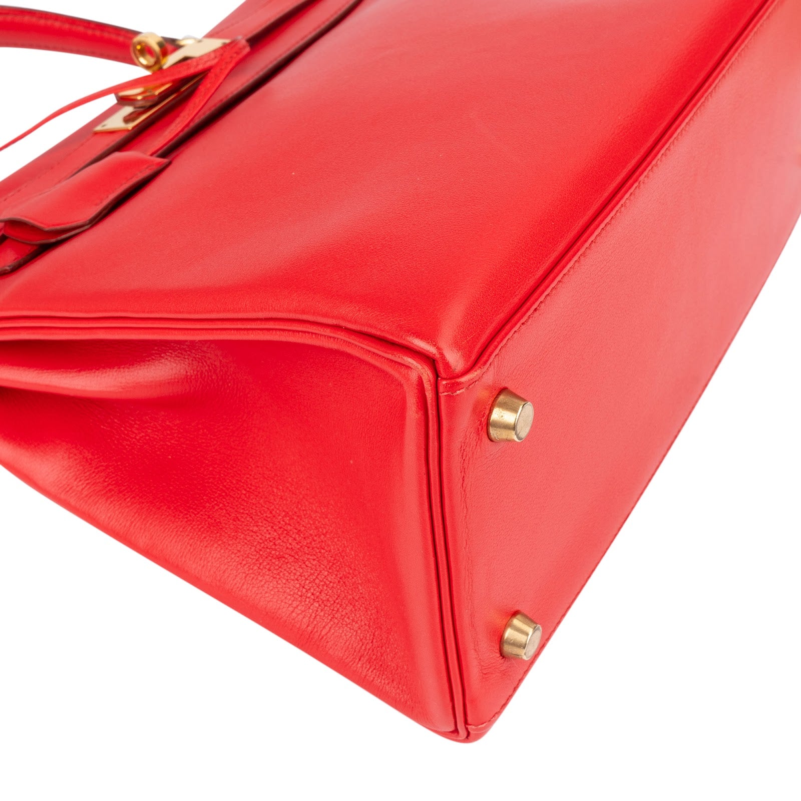 Hermès Rouge Swift Leather Kelly 28 Handbag - vintageandkickz