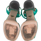 Prada Turquoise Satin Platform Block Sandals Heels (34,5)