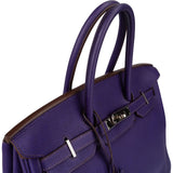 Hermès Iris Purple Taurillon Clemence Palladium Birkin 35 Handbag