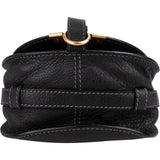 Chloé Black Grained Leather Marcie Small Saddle Crossbody Bag