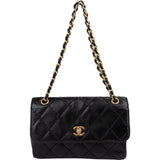 Chanel Quilted Stitched Lambskin Single Flap Shoulder Bag