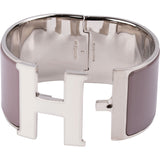 Hermès Silver Tone Lilac Clic H Wide Bracelet