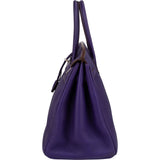 Hermès Iris Purple Taurillon Clemence Palladium Birkin 35 Handbag