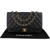 Chanel Quilted Caviar Leather Jumbo Single Flap Crossbody Bag - vintageandkickz