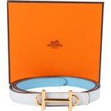 Hermès Blue Leather Gamma Belt Reversible