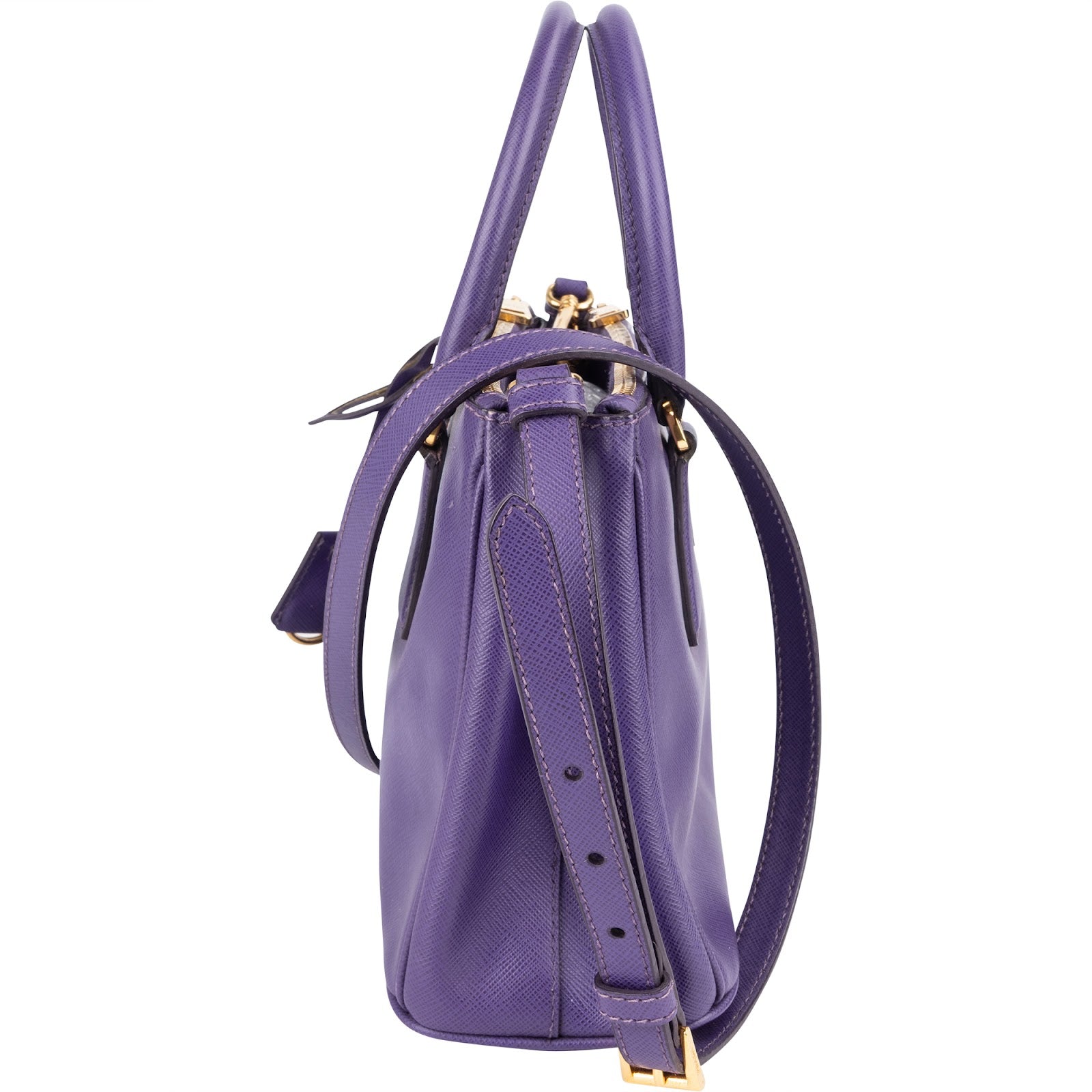 Prada Purple Saffiano Leather Galleria Handbag - vintageandkickz