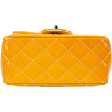 Chanel Quilted Patent Leather Palladium Mini Square Single Flap Crossbody Bag