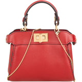 Fendi Red Calfskin Micro Nano Peekaboo Crossbody Handbag