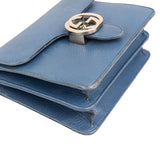 Gucci Blue Pebbled Leather Small Interlocking GG Crossbody Bag