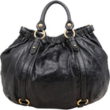 Miu Miu Vitello Lux Gathered Hobo Tote Handbag
