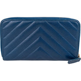Chanel Quilted Leather Chevron Zip Around Wallet