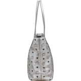 MCM Monogram Visetos Metallic Liz Shopper Tote Shoulder Bag