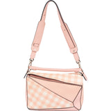 Loewe Leather Gingham Salmon Puzzle Handbag