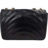 Chanel Quilted Lambskin Chevron Half Moon 24K Gold Single Flap Shoulder Bag