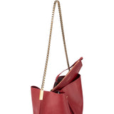 Saint Laurent Red Leather Talitha Suzanne Medium Bucket Shoulder Bag