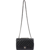 Chanel Quilted Caviar Leather Palladium Jumbo Single Flap Crossbody Bag