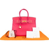 Hermès Rose Tyrien Epsom Leather Birkin 35 Handbag