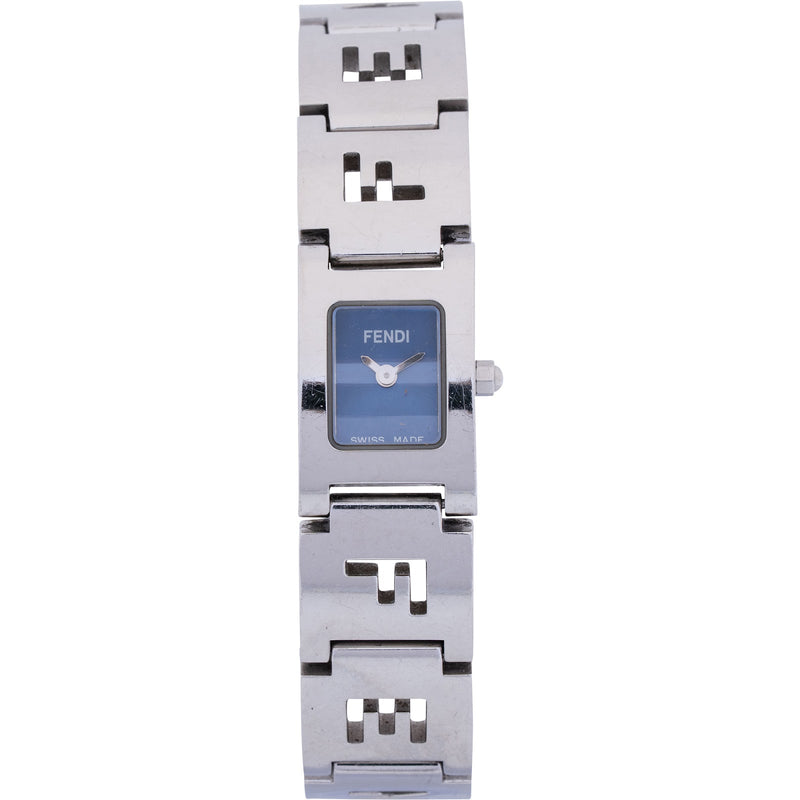 Fendi Silver Tone Orologi Chain Emblem Mania 3150L Woman Watch
